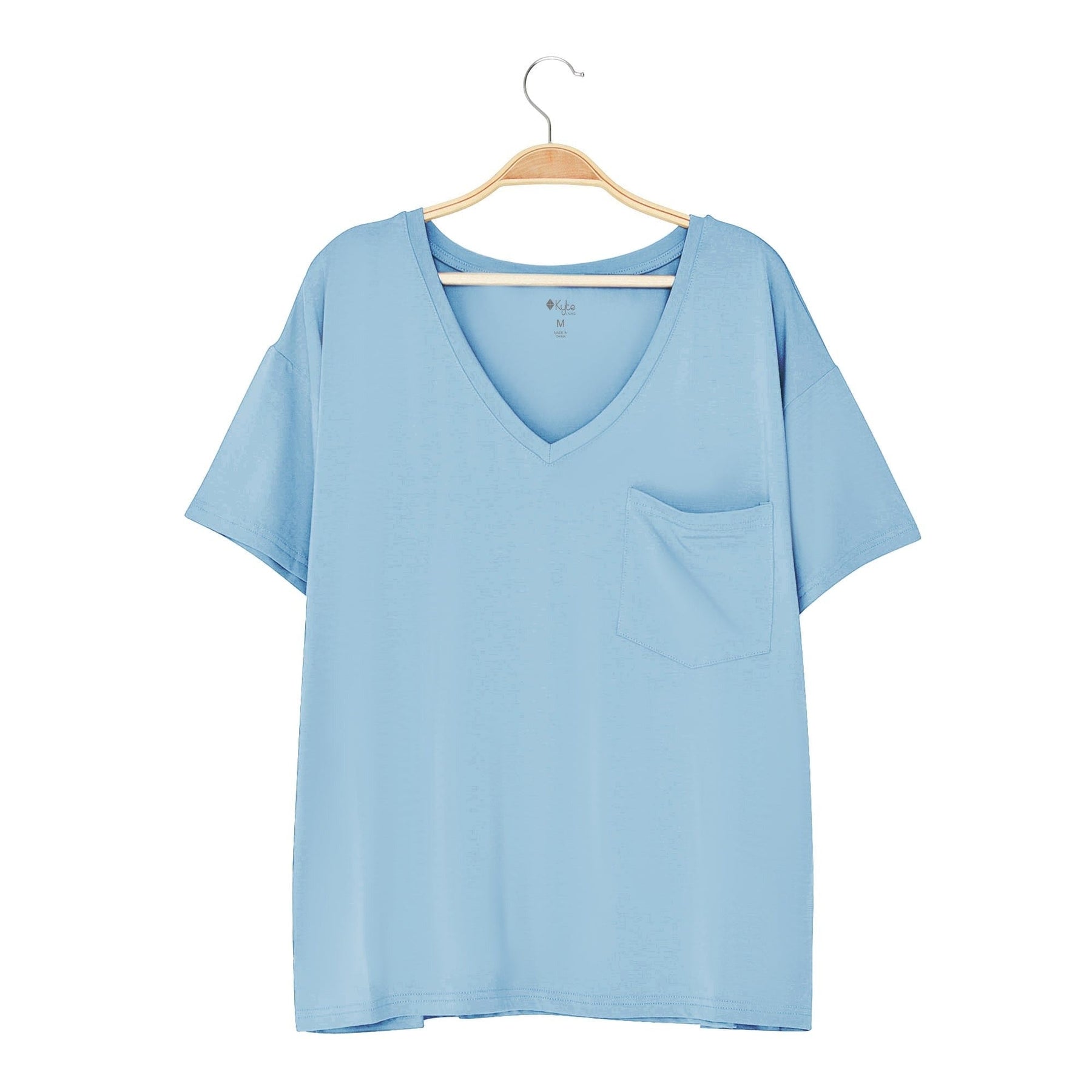 Kyte BABY Women's Tee Women’s Relaxed Fit V-Neck in Stream