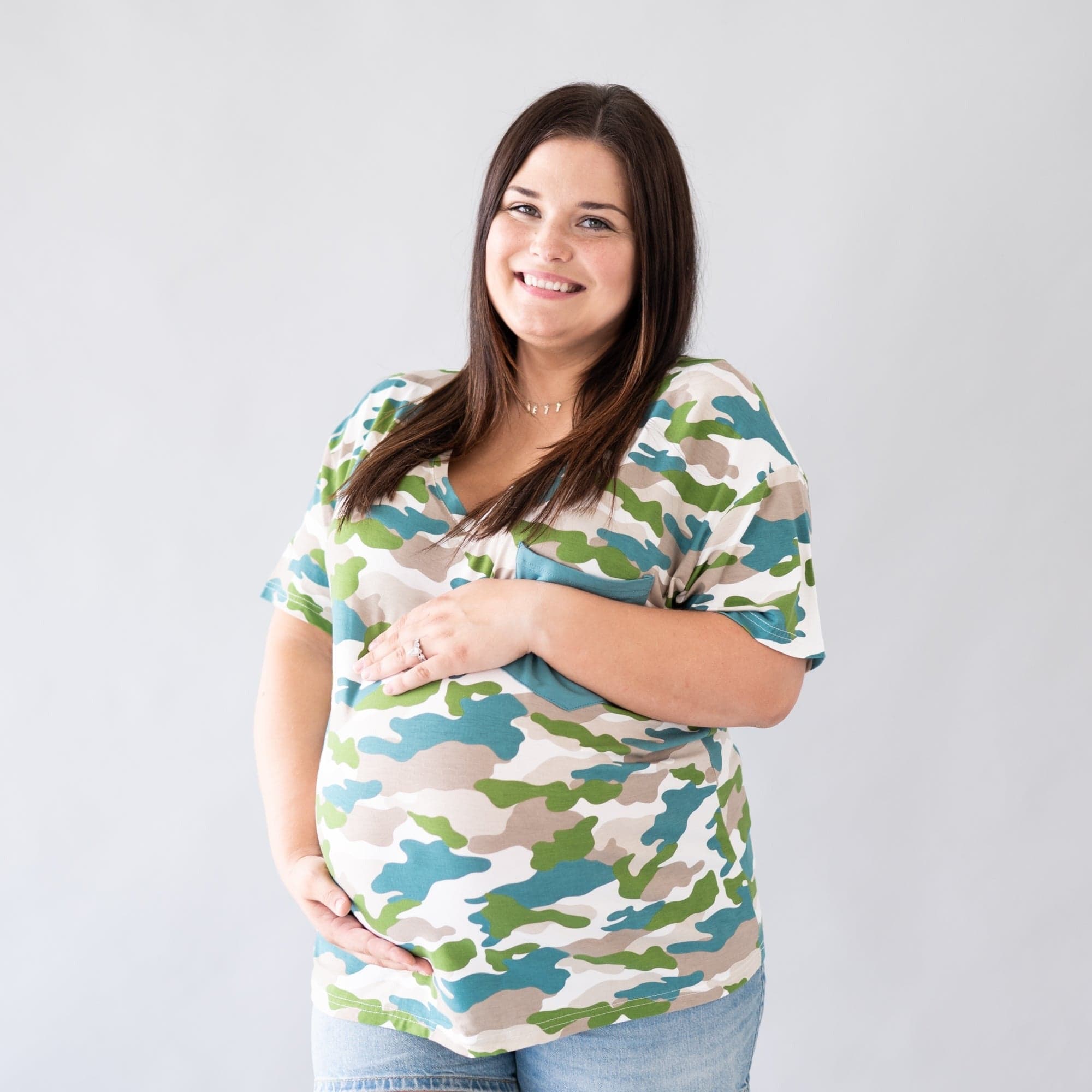 Kyte BABY Women's V-Neck Women’s Relaxed Fit V-Neck in Camo