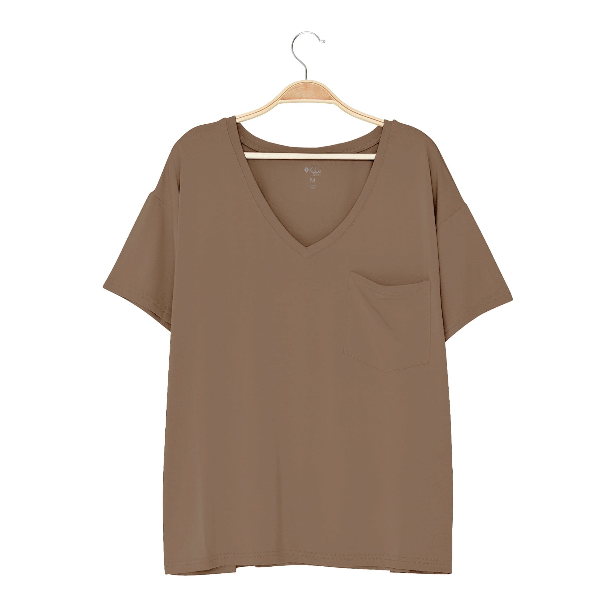 Kyte BABY Women's V-Neck Women’s Relaxed Fit V-Neck in Coffee