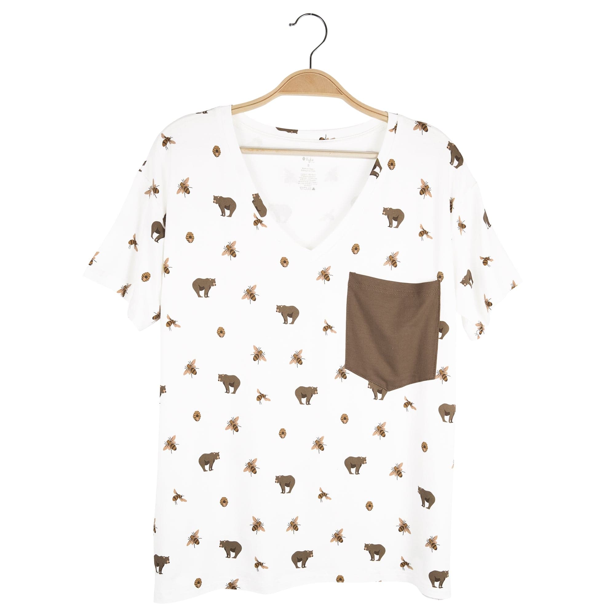 Kyte BABY Women's V-Neck Women’s Relaxed Fit V-Neck in Honey Bear