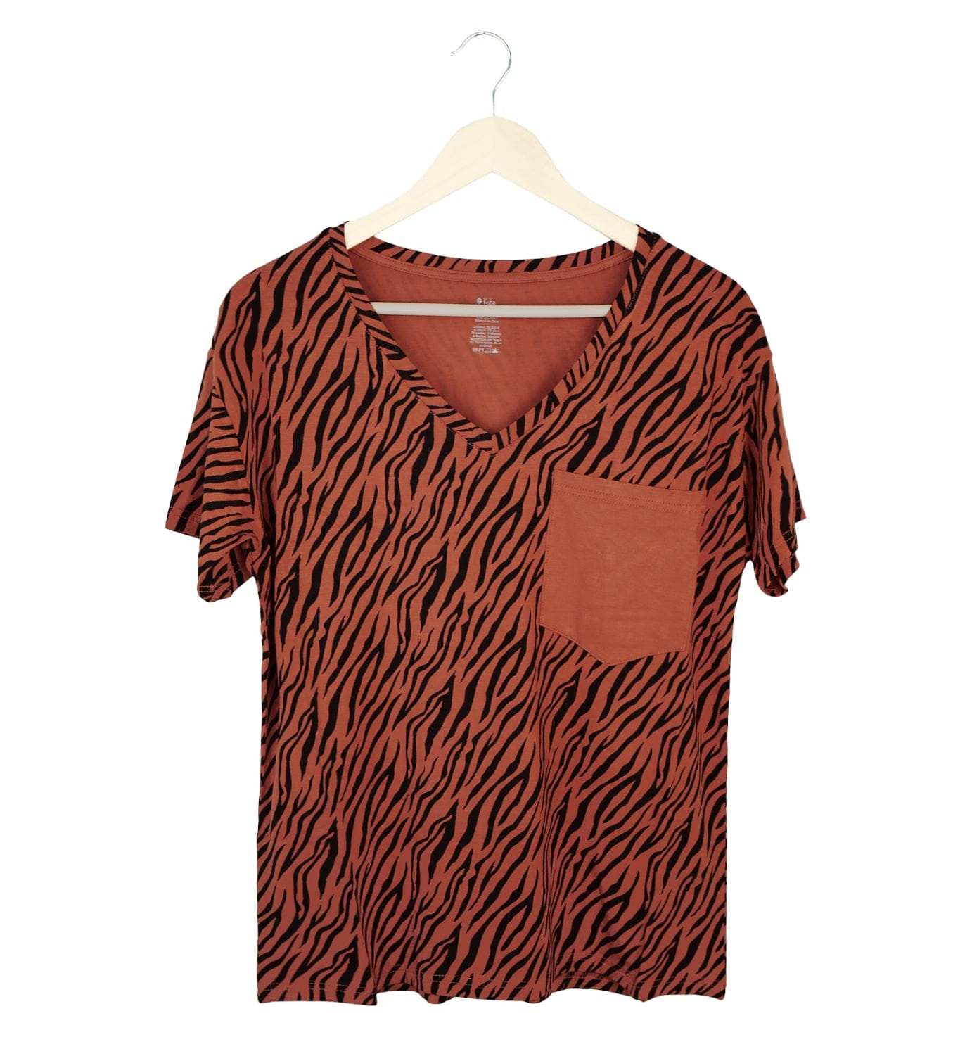 Kyte BABY Women's V-Neck Women’s Relaxed Fit V-Neck in Rust Tiger