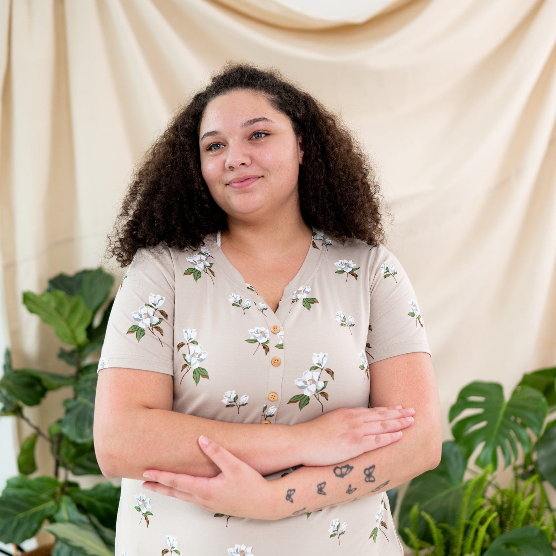 Kyte BABY Womens Tiered Dress Midi Lounge Dress in Big Khaki Magnolia