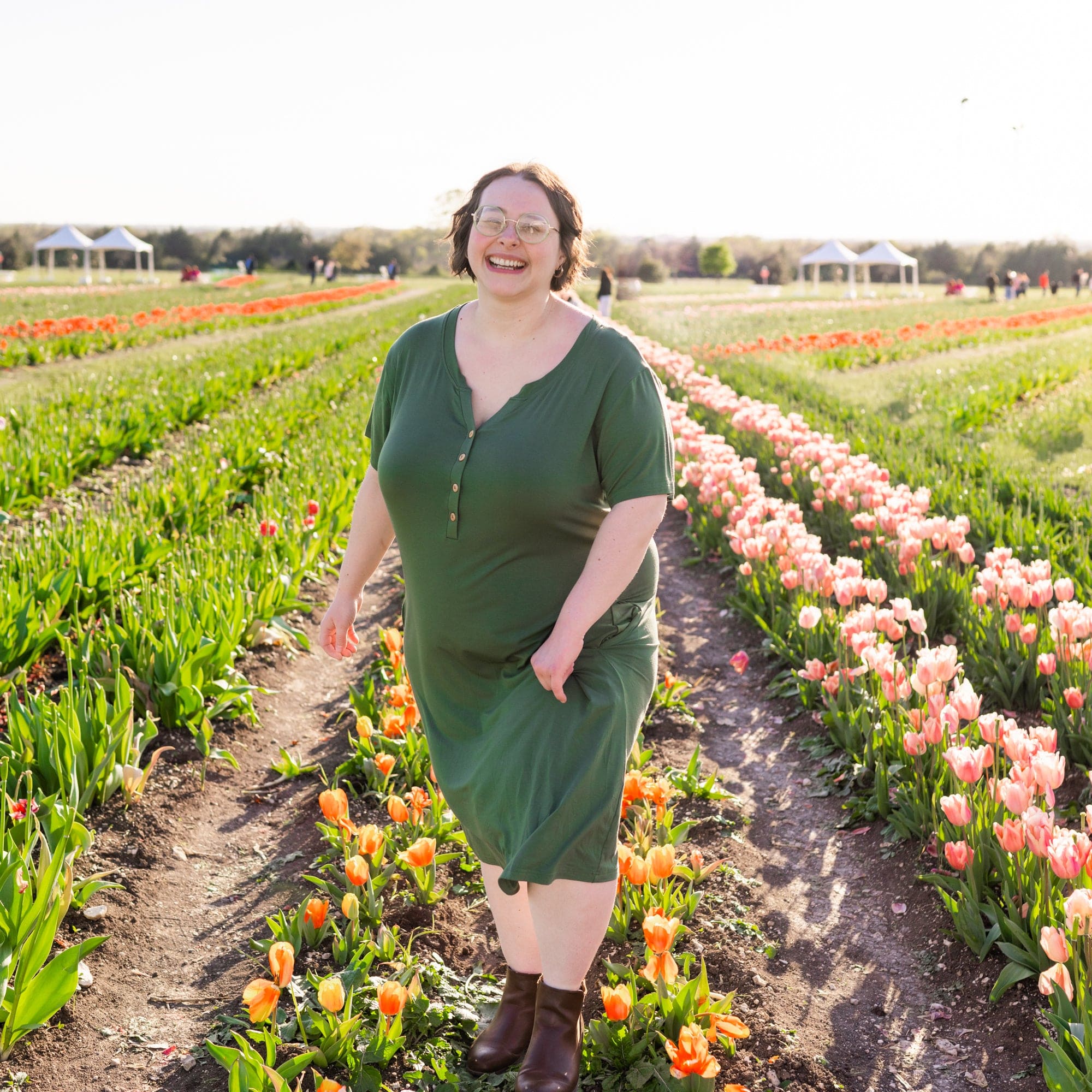 Kyte Baby Womens Tiered Dress Midi Lounge Dress in Hunter