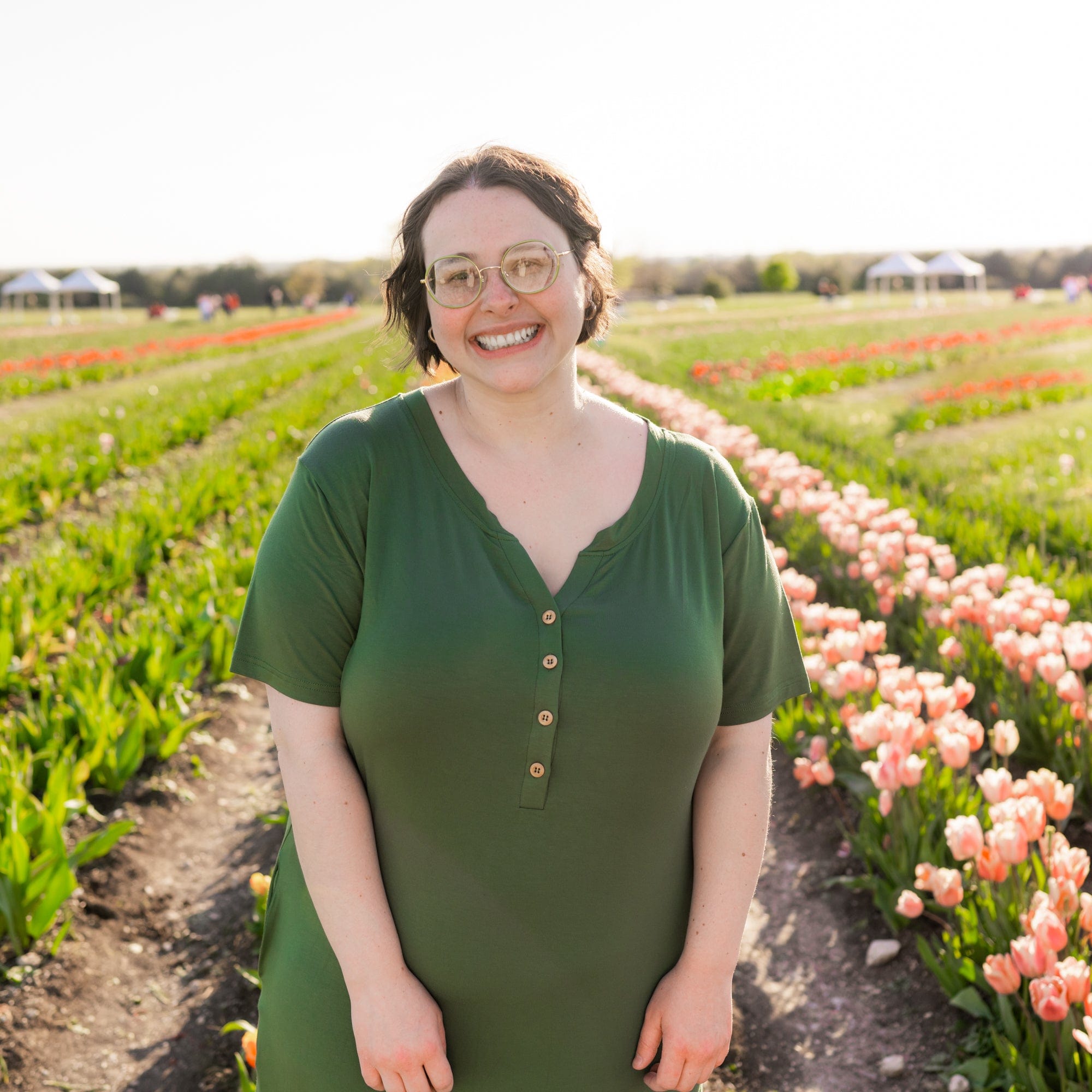 Kyte Baby Womens Tiered Dress Midi Lounge Dress in Hunter