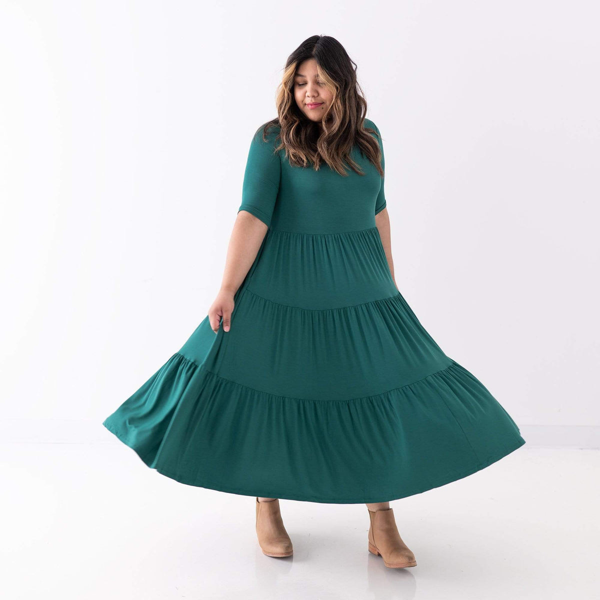 Kyte BABY Womens Tiered Dress Women’s Tiered Dress in Emerald