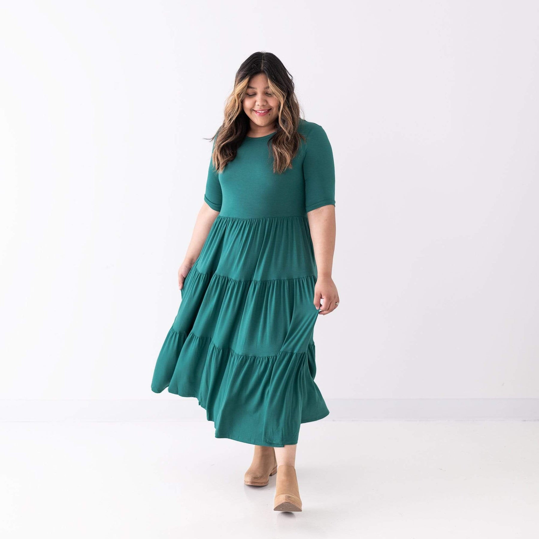 Kyte BABY Womens Tiered Dress Women’s Tiered Dress in Emerald