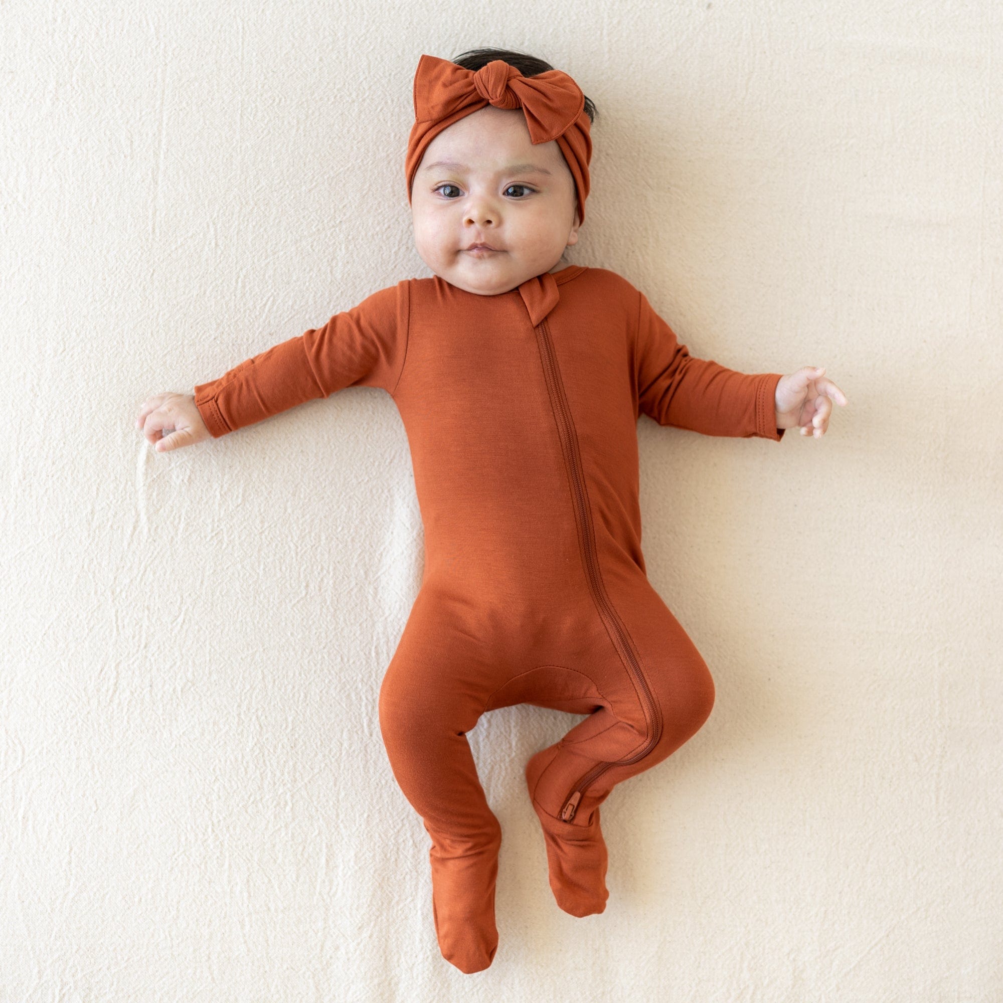 Kyte BABY Zippered Footies Zippered Footie in Rust