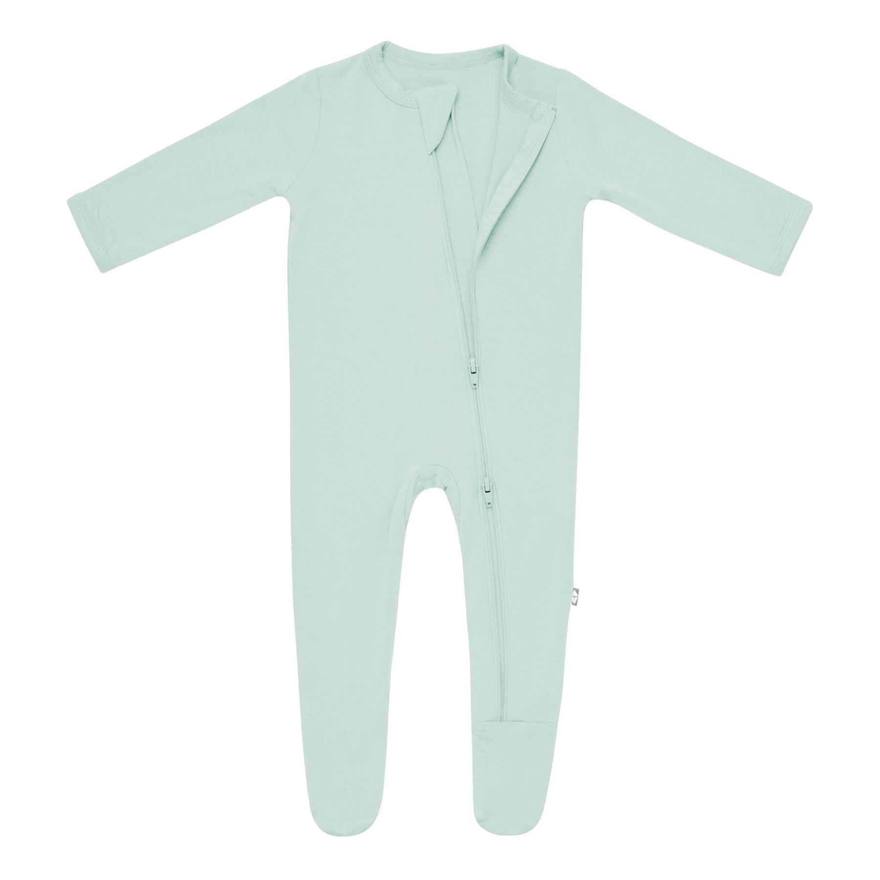 Kyte Baby Zippered Footie pajamas with dual zipper in Sage