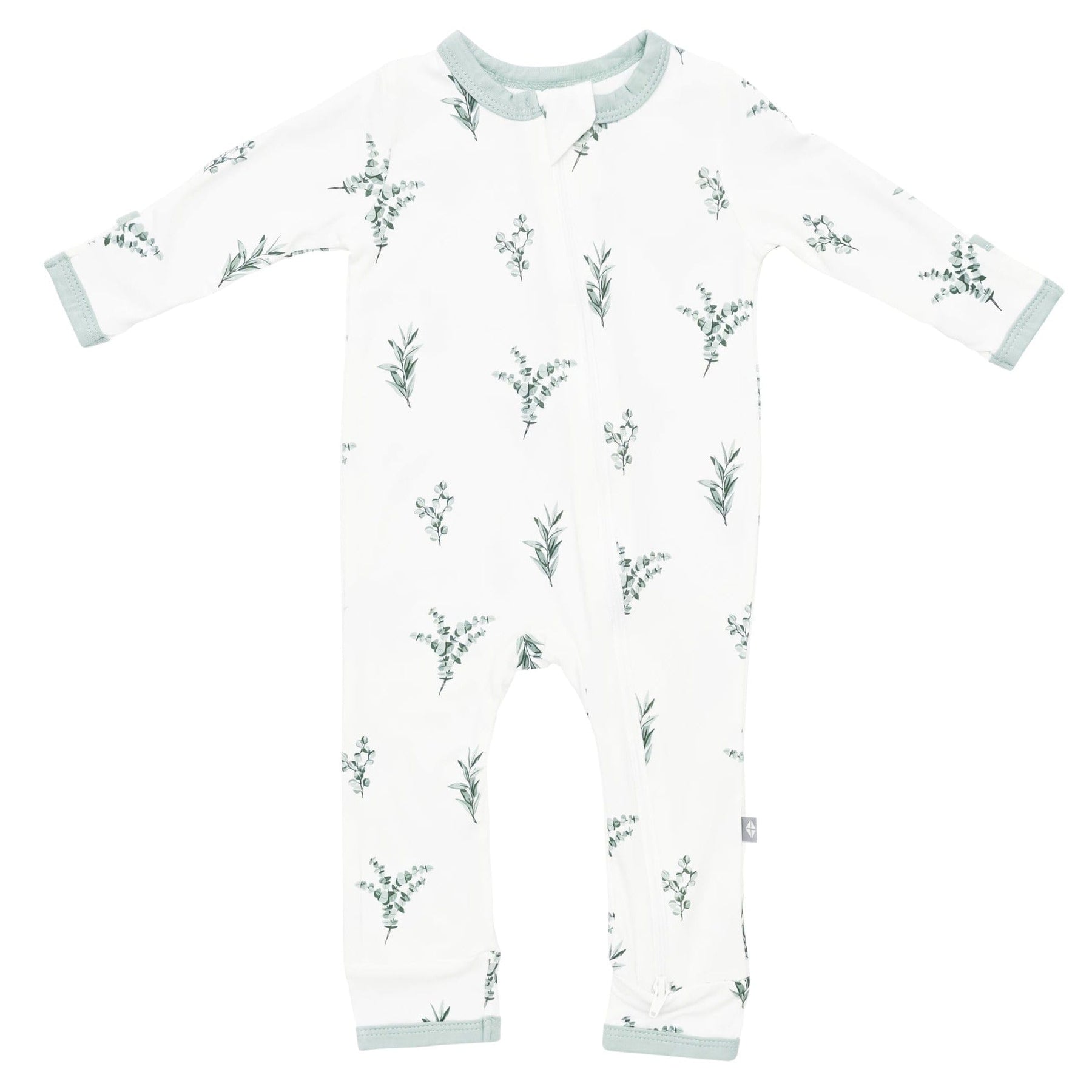 Kyte BABY Zippered Rompers Printed Zippered Romper in Eucalyptus