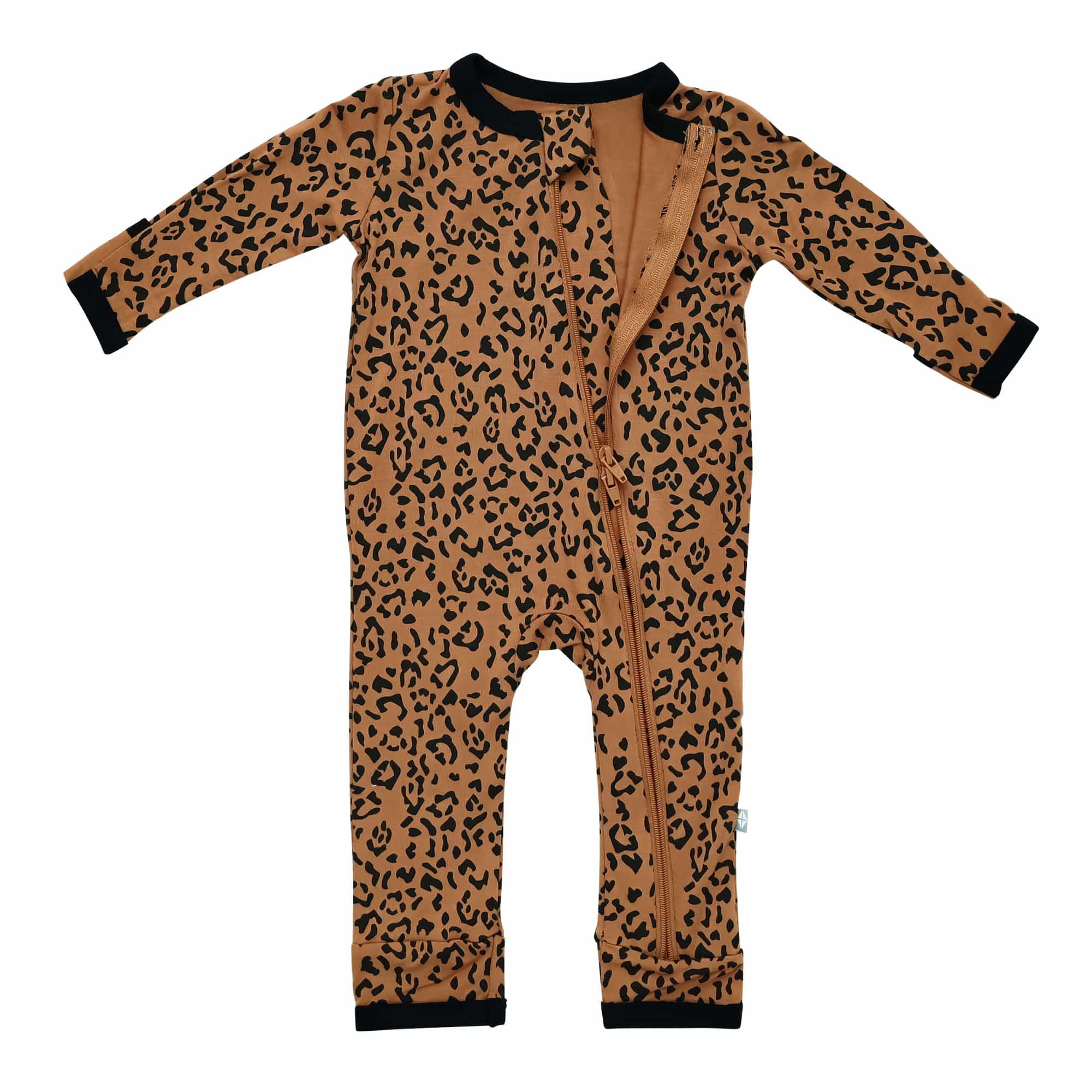 Kyte BABY Zippered Rompers Printed Zippered Romper in Small Leopard