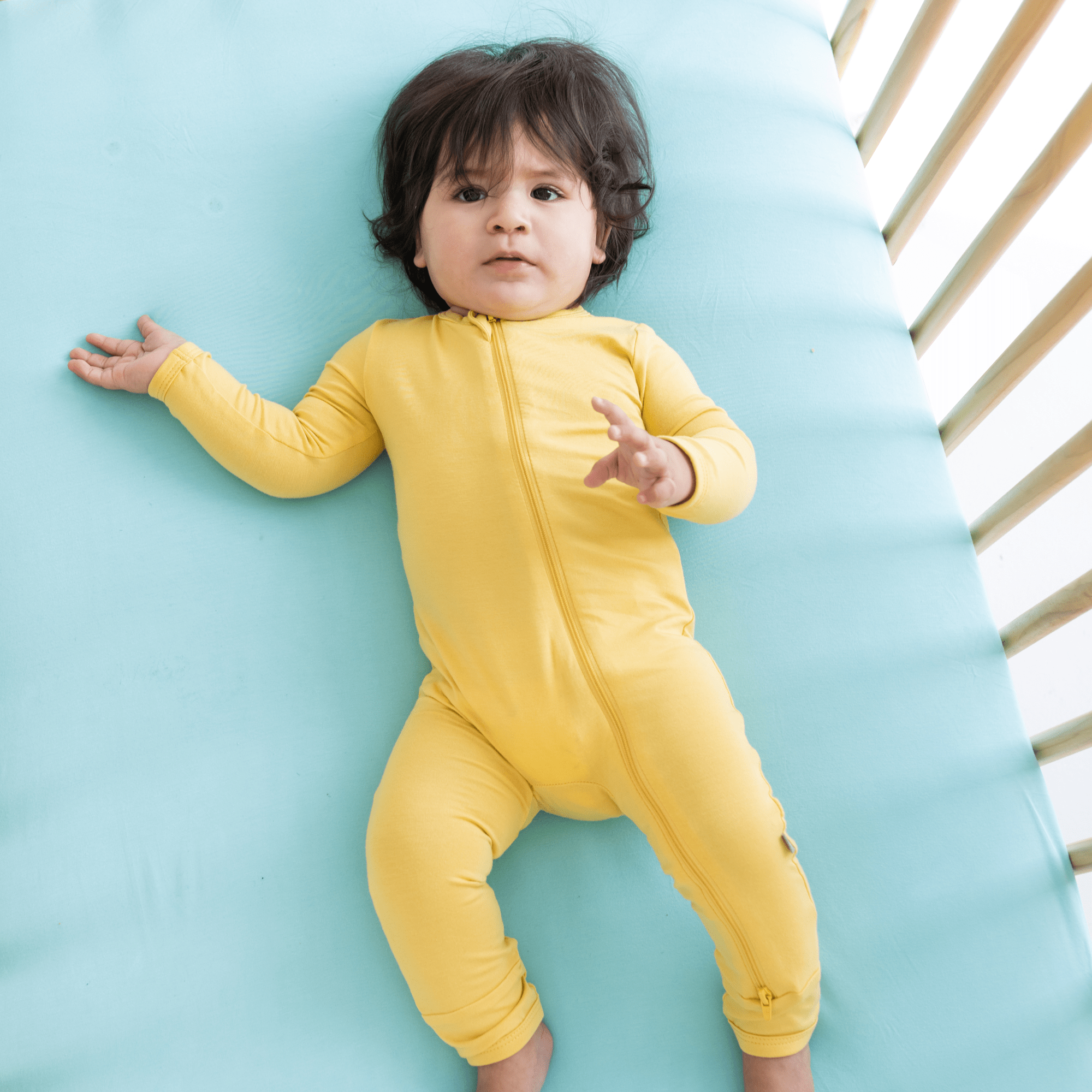 Kyte BABY Zippered Rompers Zippered Romper in Butter