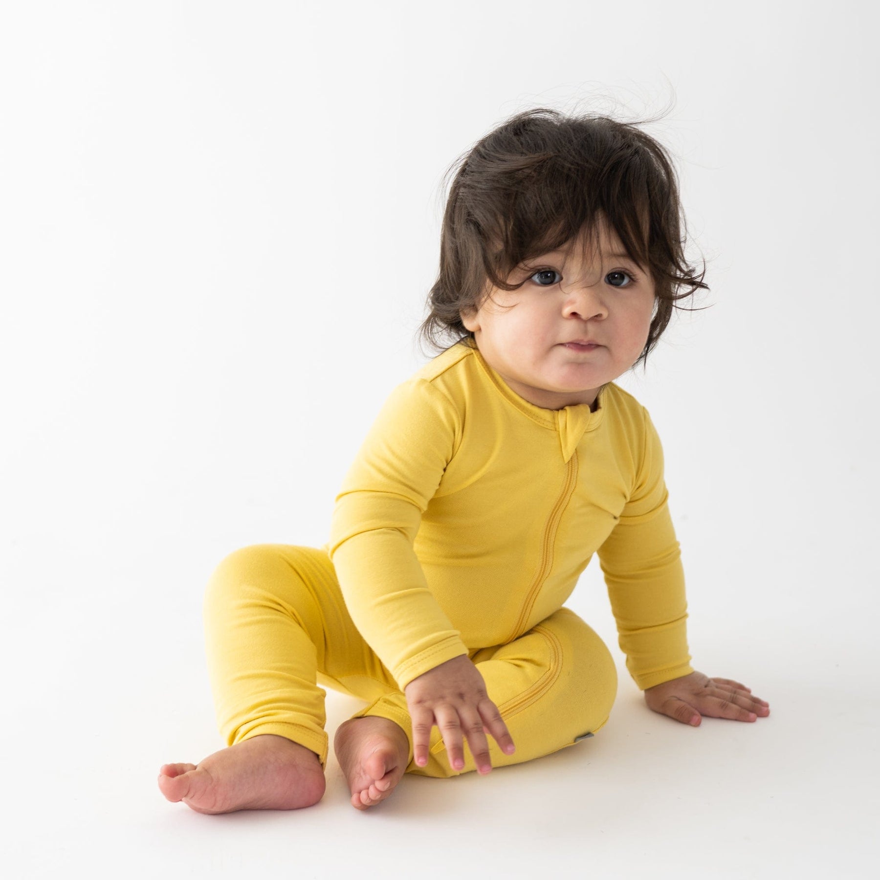 Kyte BABY Zippered Rompers Zippered Romper in Butter