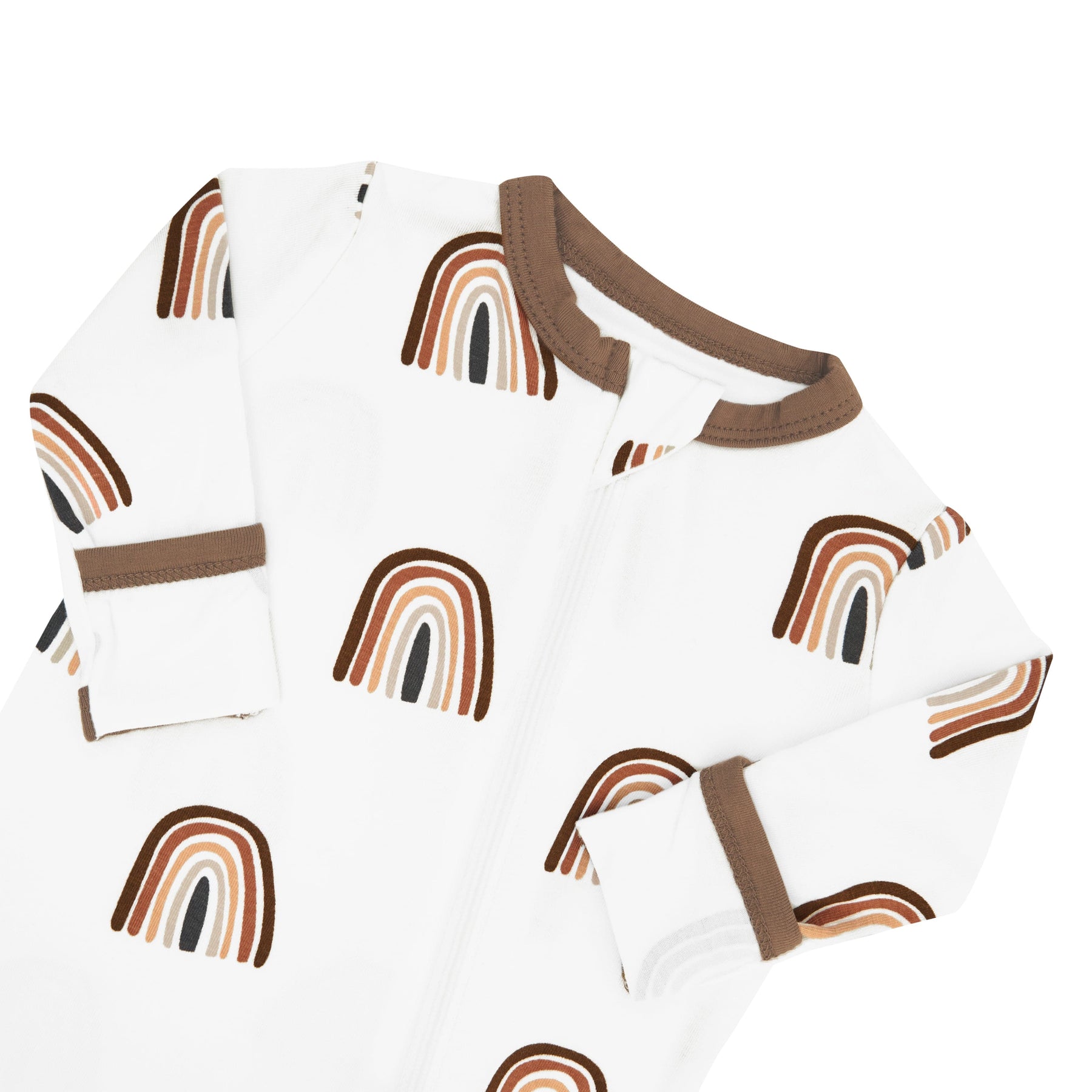 Kyte BABY Zippered Rompers Zippered Romper in Coffee Rainbow