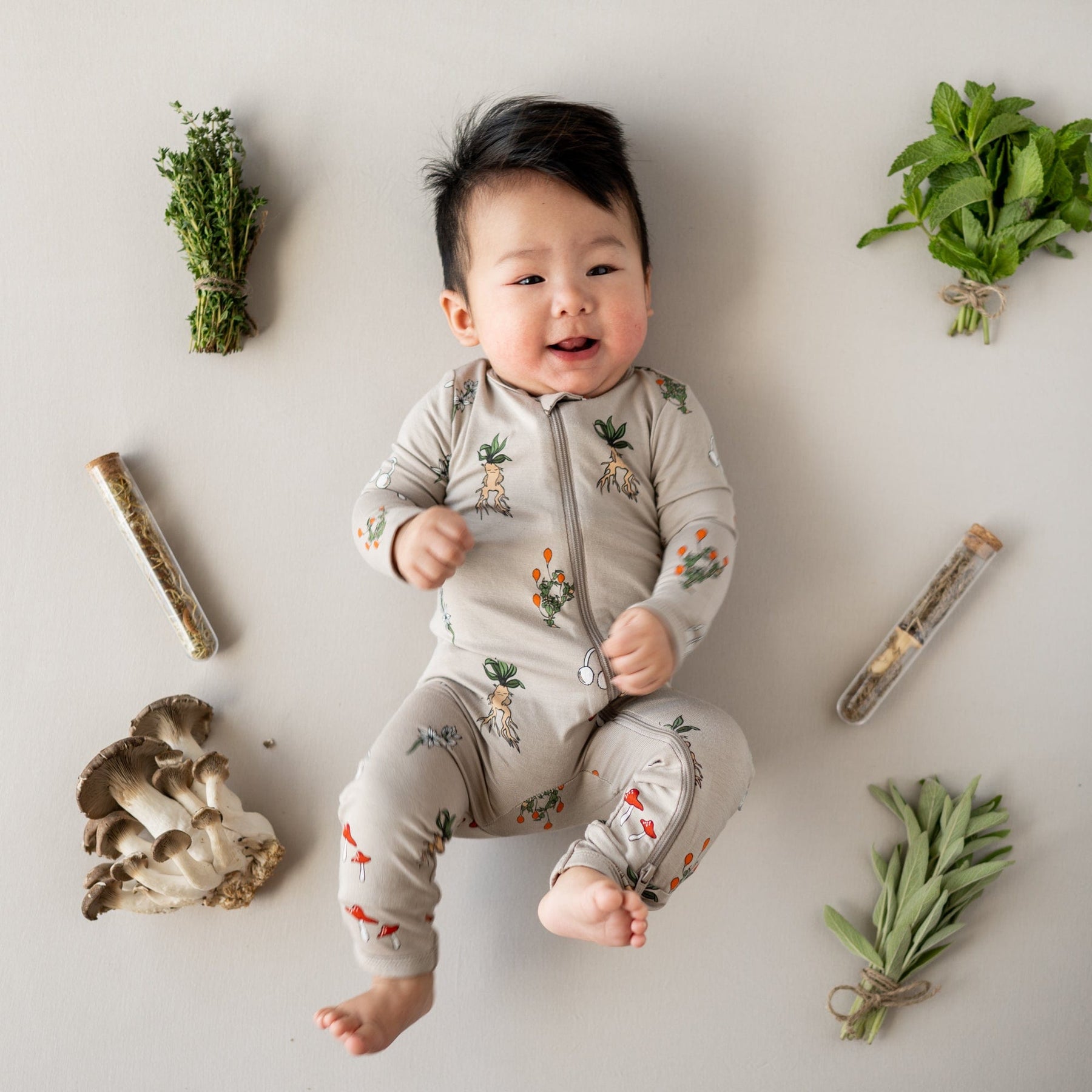 Kyte BABY Zippered Rompers Zippered Romper in Herbology