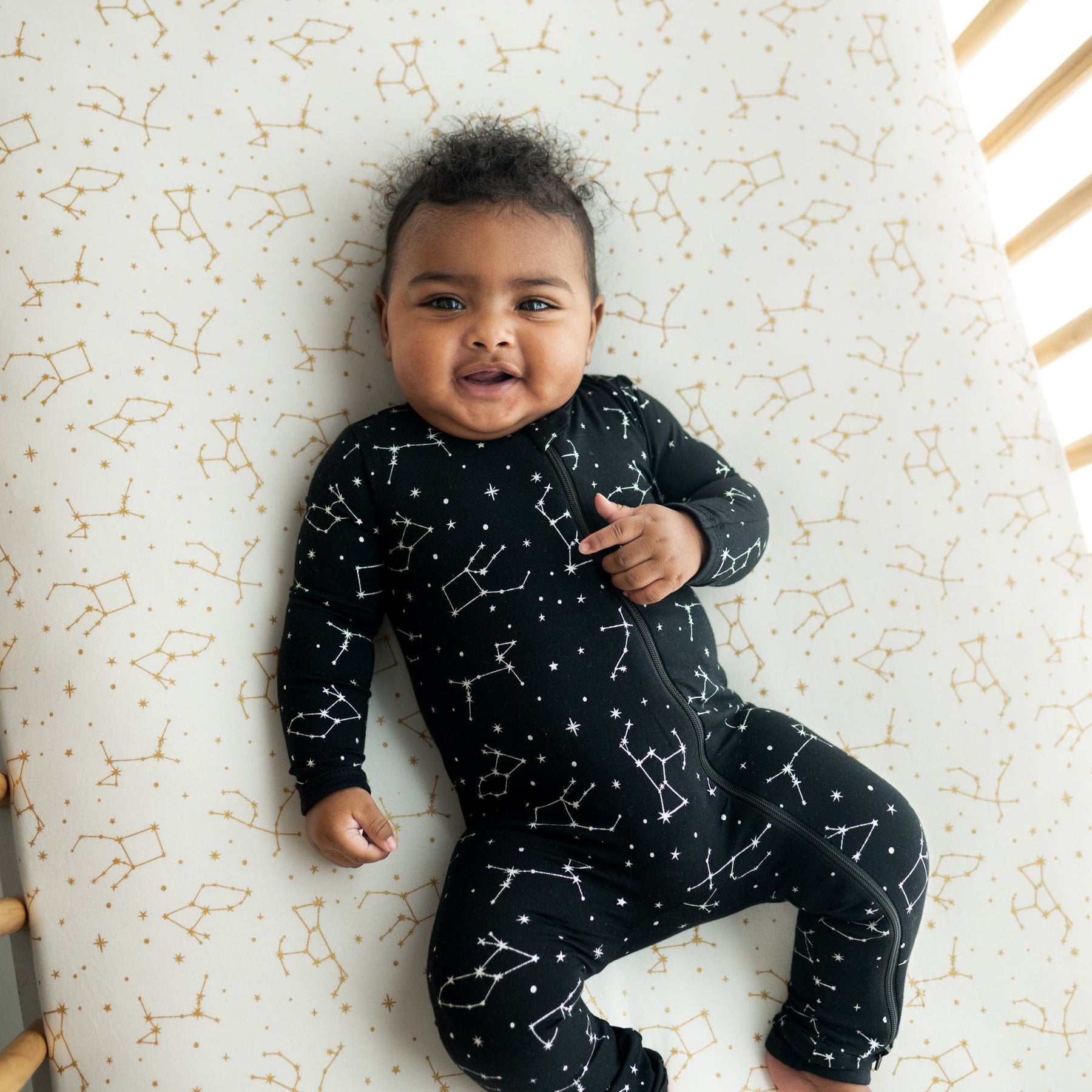 Kyte BABY Zippered Rompers Zippered Romper in Midnight Constellations