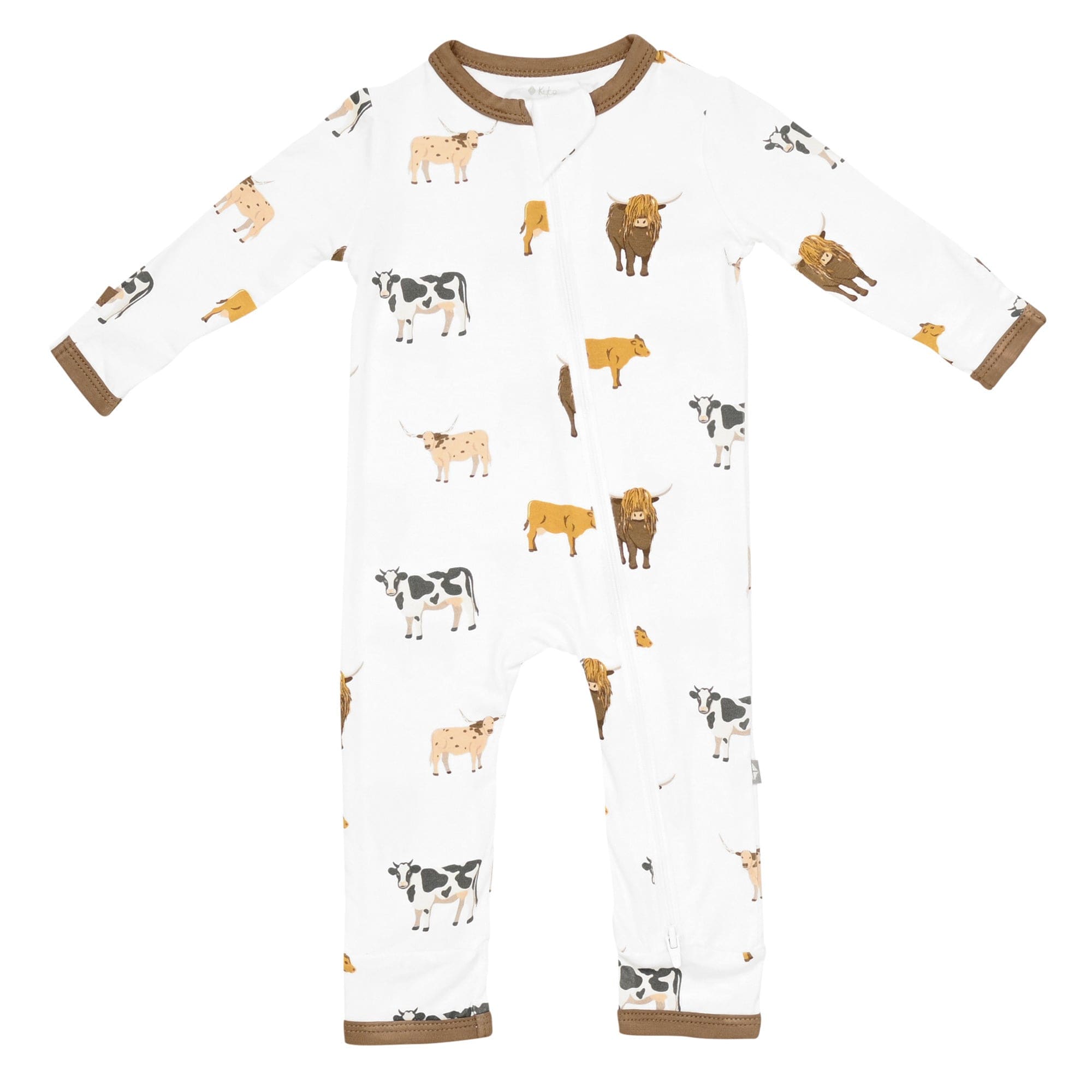 Kyte BABY Zippered Rompers Zippered Romper in Moo