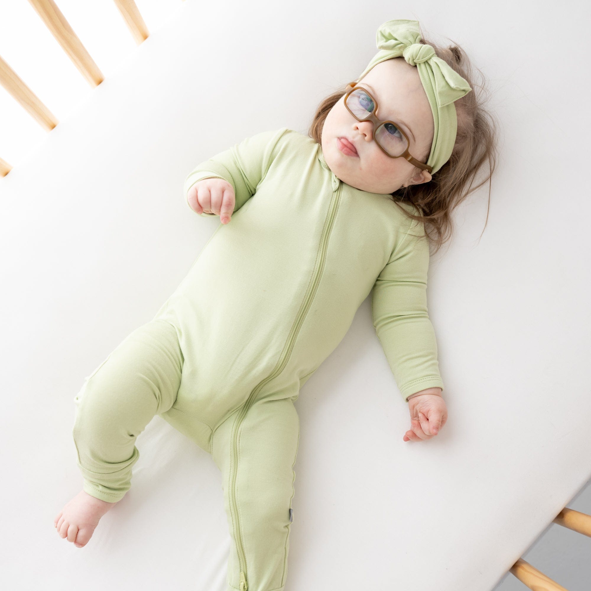 Kyte BABY Zippered Rompers Zippered Romper in Pistachio