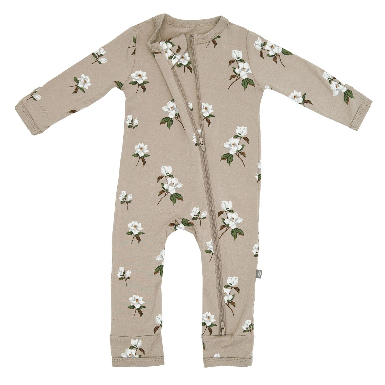 Kyte BABY Zippered Rompers Zippered Romper in Small Khaki Magnolia