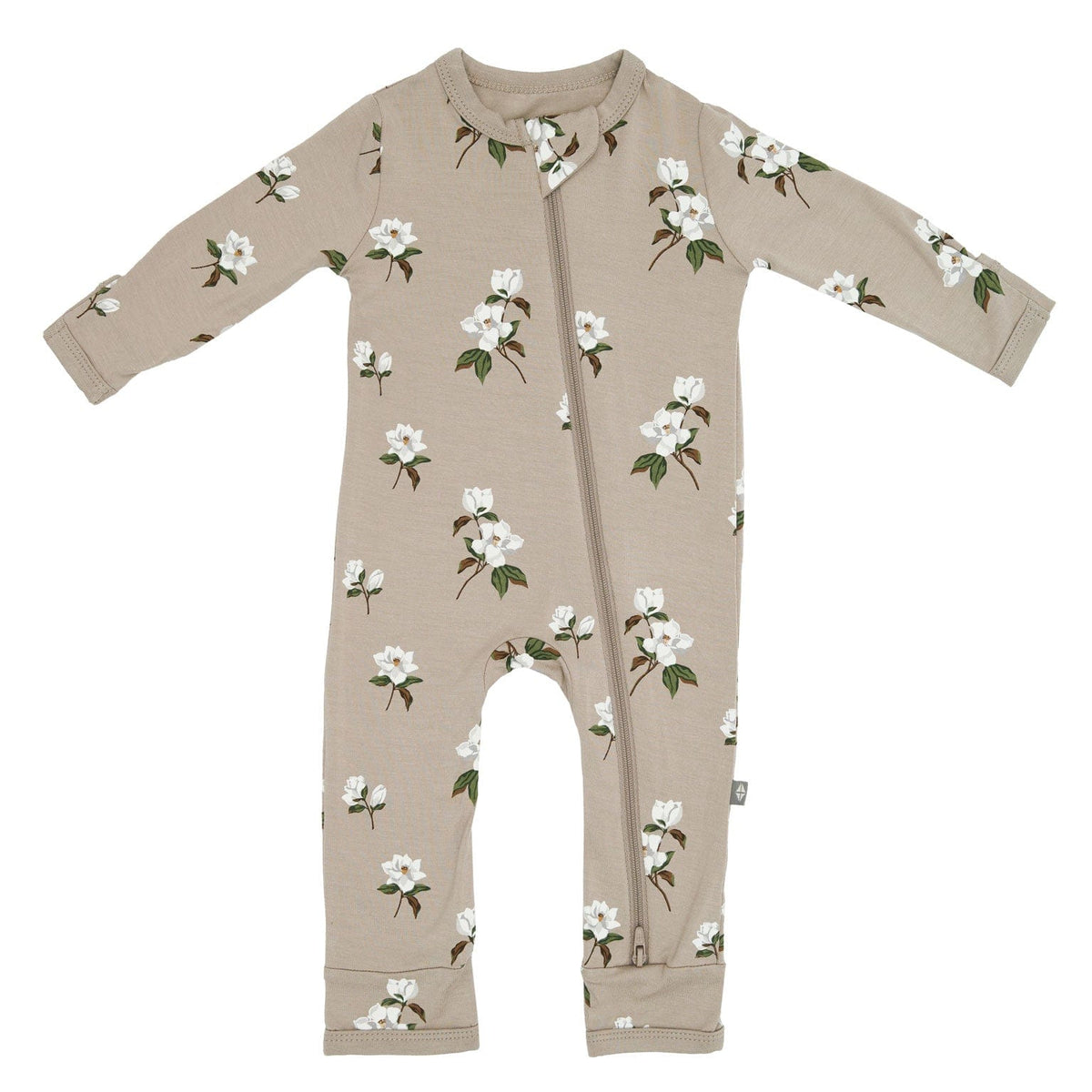 Kyte BABY Zippered Rompers Zippered Romper in Small Khaki Magnolia
