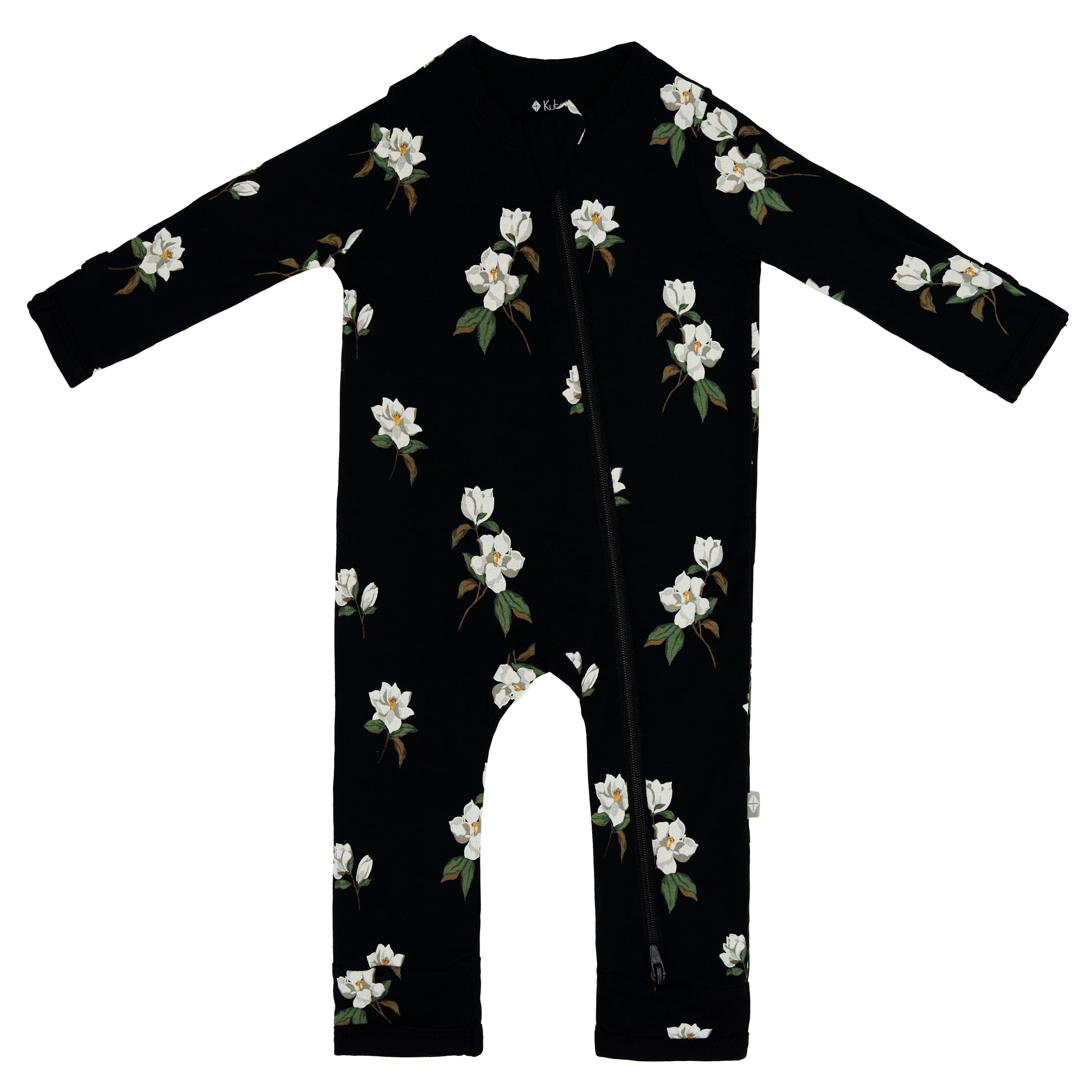Kyte BABY Zippered Rompers Zippered Romper in Small Midnight Magnolia