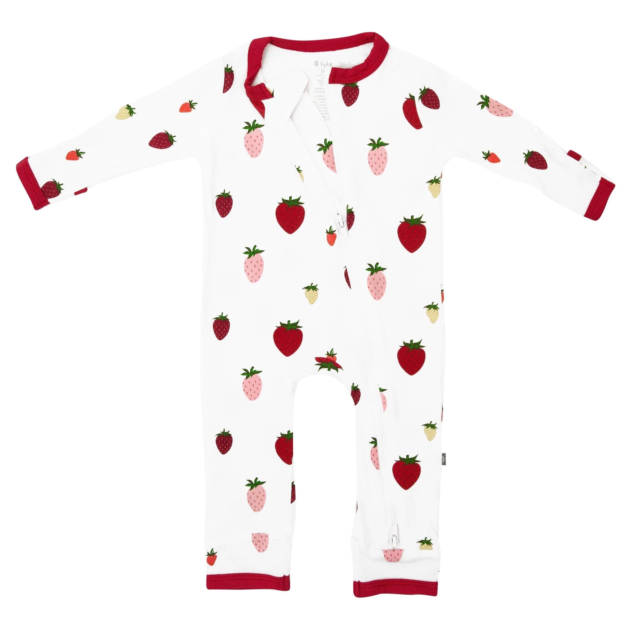Dual zipper on Kyte Baby Zippered Romper in  Strawberry