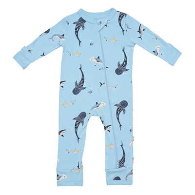 Zippered Romper in Stream Shark