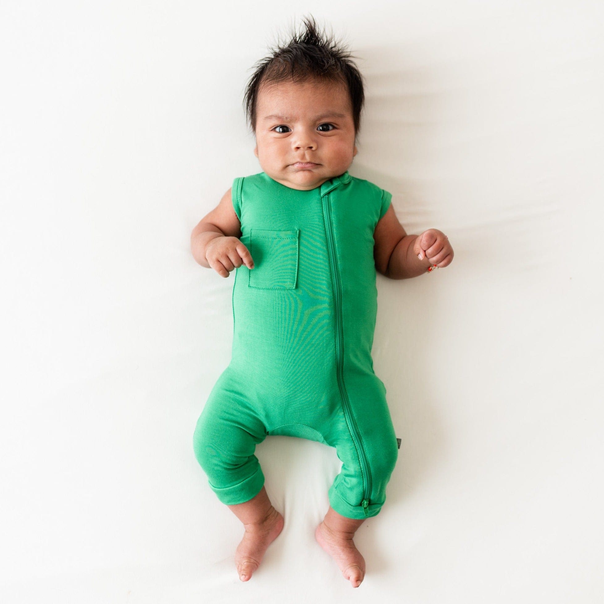 Kyte BABY Zippered Sleeveless Romper Zipper Sleeveless Romper in Fern
