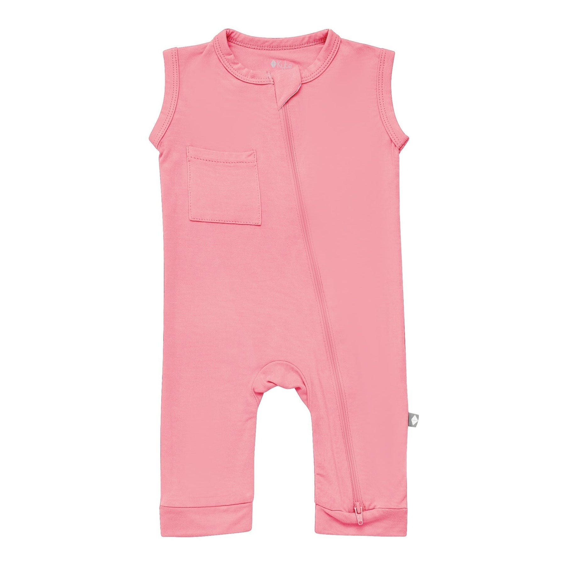 Kyte BABY Zippered Sleeveless Romper Zipper Sleeveless Romper in Rose